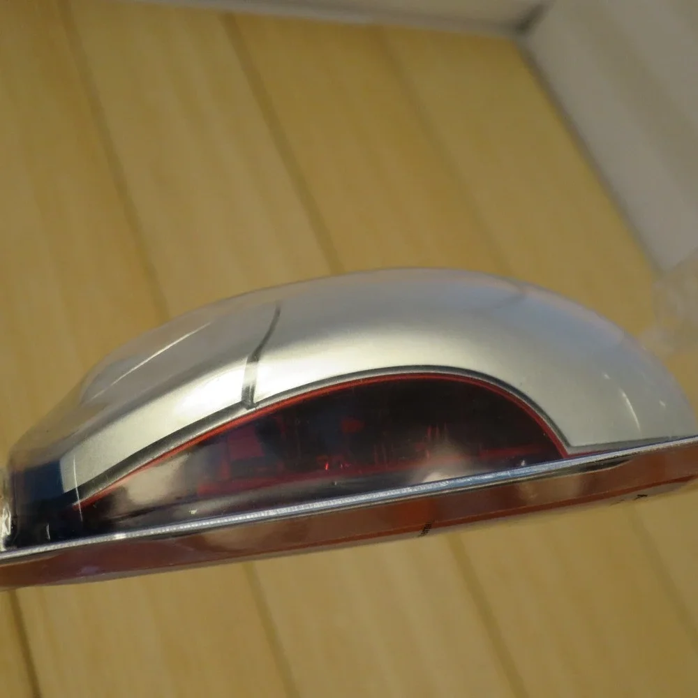 NOS‎ Vintage E-power PS2 Optical Mouse 800 DPI with Scroll Wheel - Silver & Red